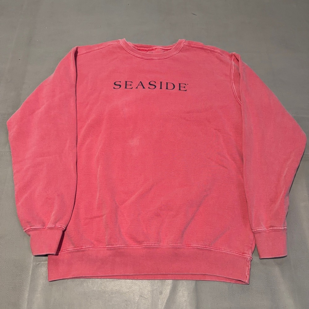 Seaside Sweatshirt Washed Pink Crewneck Women Florida Beach Pullover Y2K-M-9536